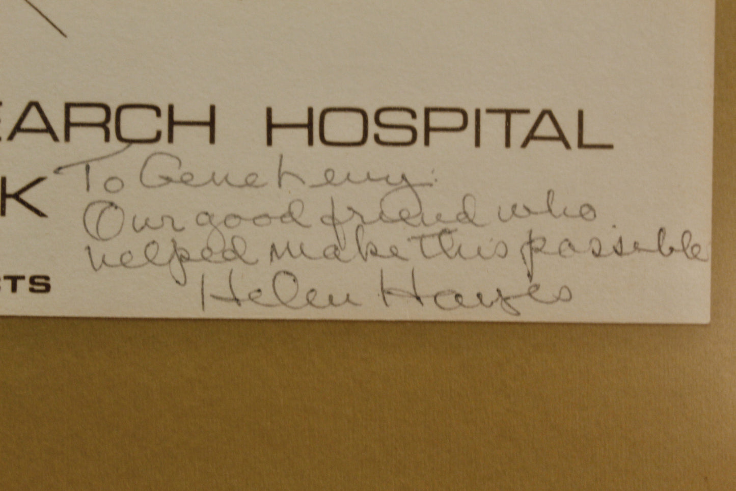 "Helen Hayes Hospital" 1970s Autographed Print V