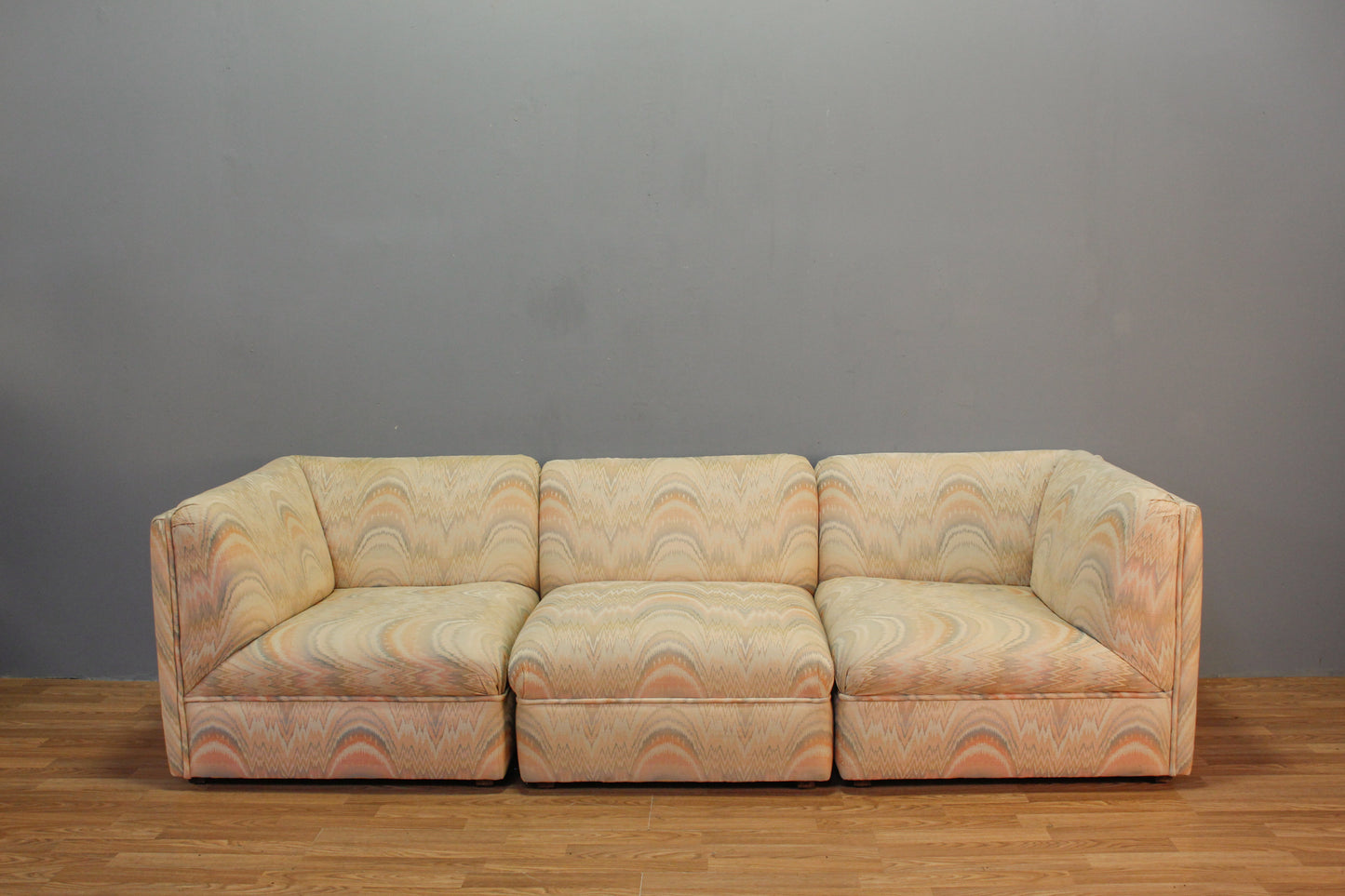 1980s Bernhardt Pastel Wave 3-Piece Sofa - ONLINE ONLY