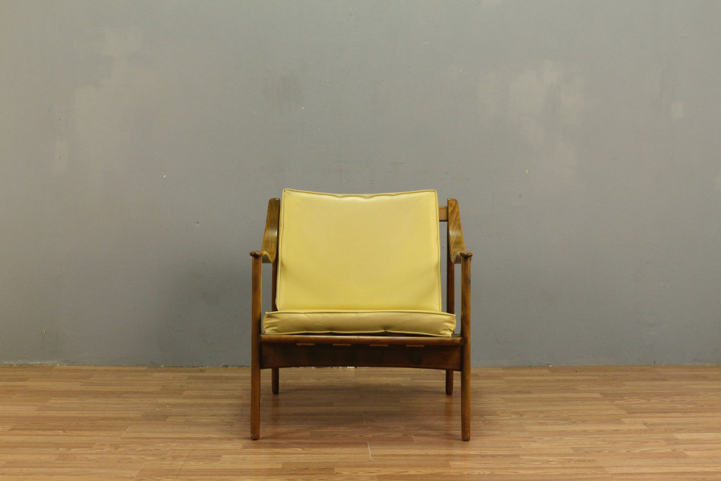 Mid Century Walnut & Yellow Lounge Chair