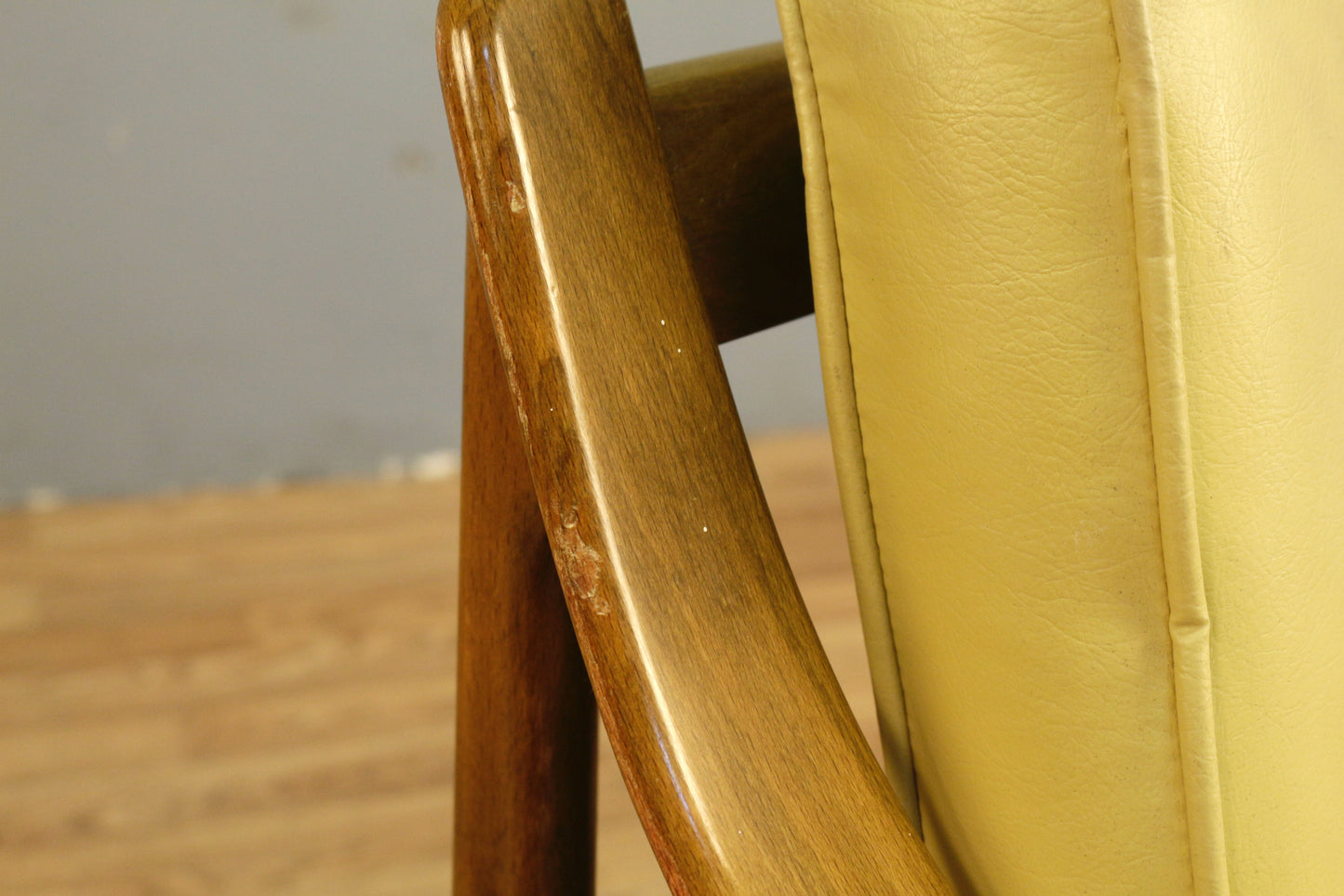 Mid Century Walnut & Yellow Lounge Chair