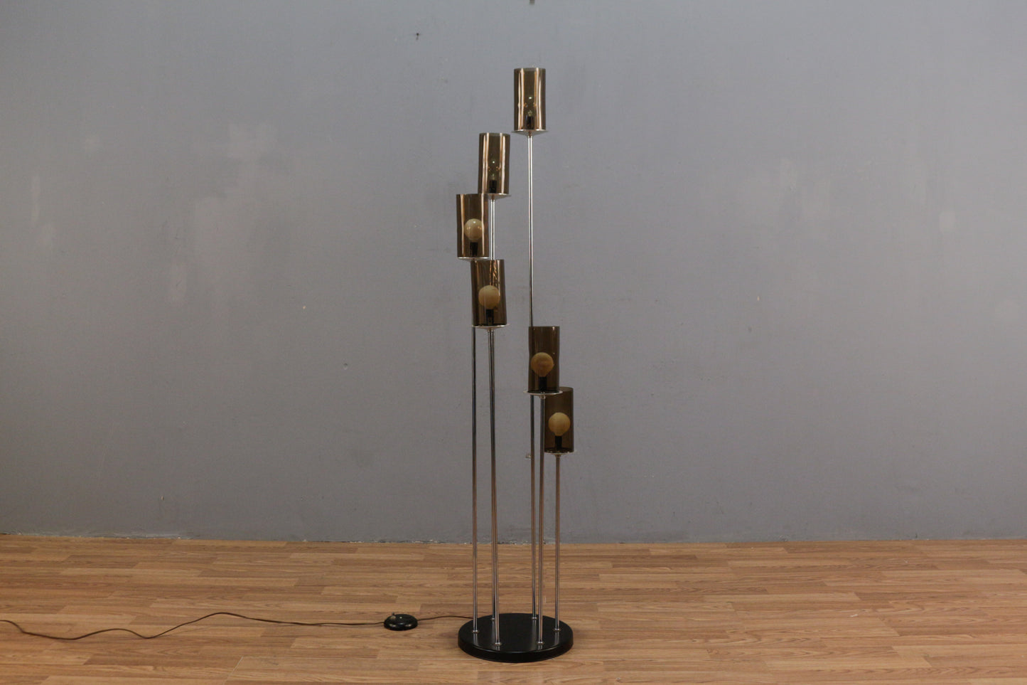 Smoked Acrylic & Chrome Spiral Floor Lamp
