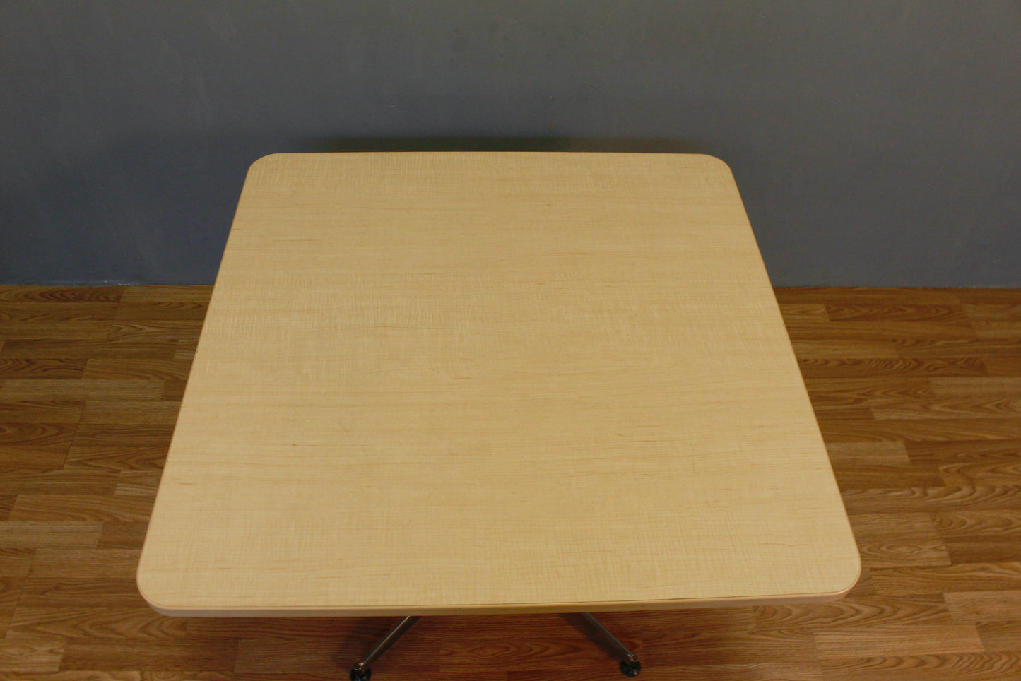 Compact Blonde Laminate & Chrome Kitchen Table