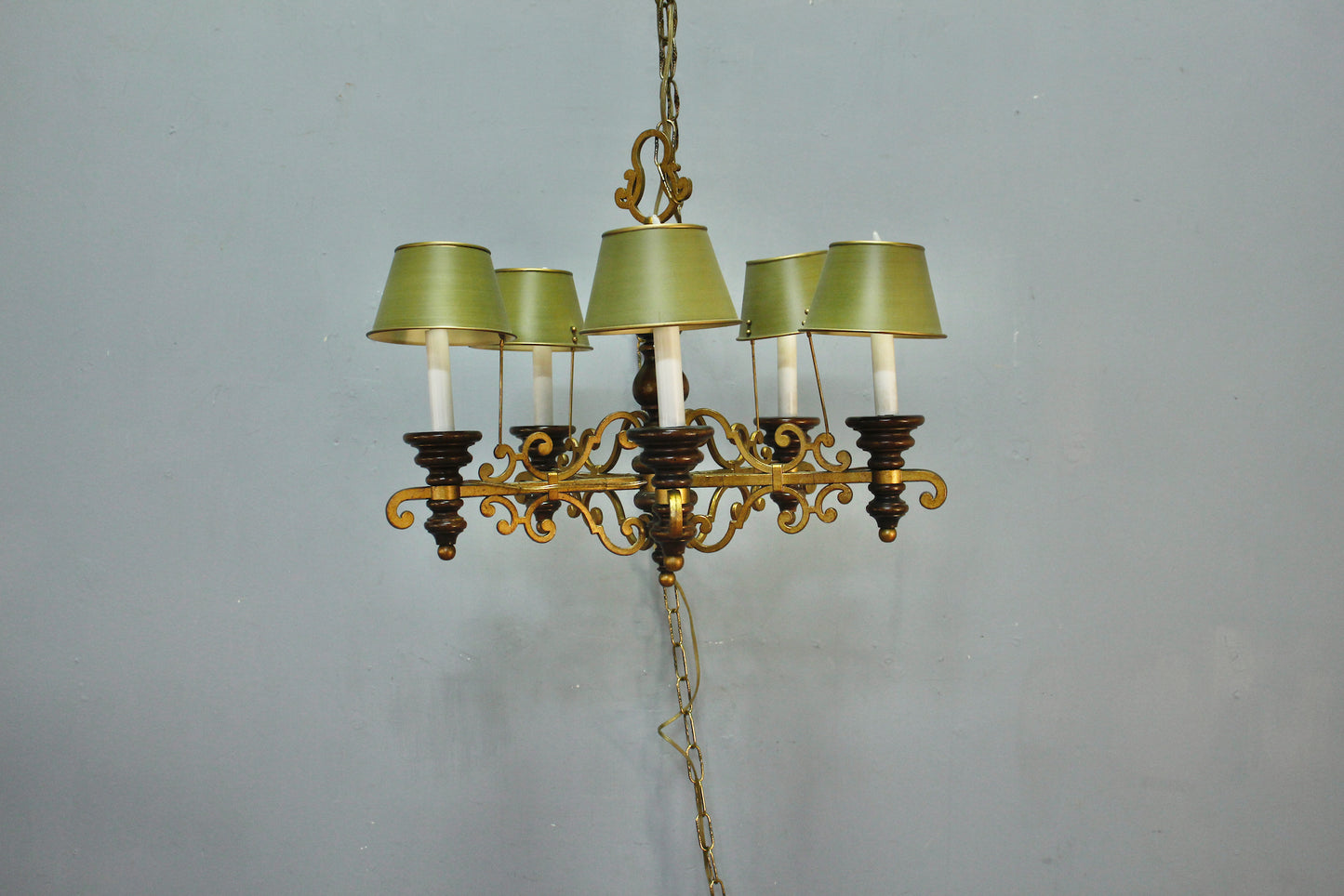Gold & Green Candelabra Swag Lamp