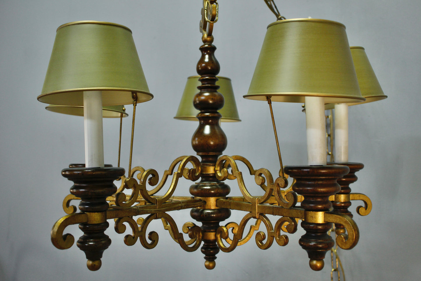 Gold & Green Candelabra Swag Lamp