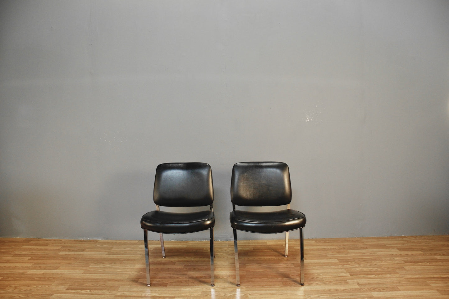 1970s Iron & Toffee Vinyl Side Chair