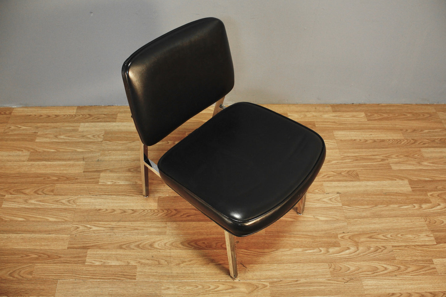 Black Leather & Chrome Side Chair