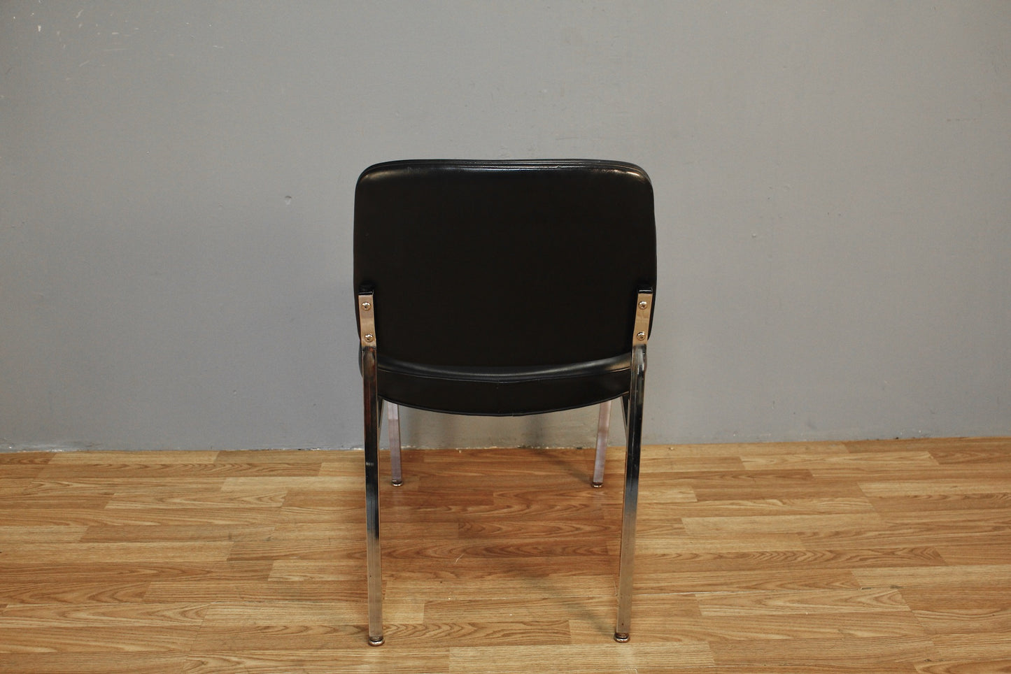 1970s Iron & Toffee Vinyl Side Chair