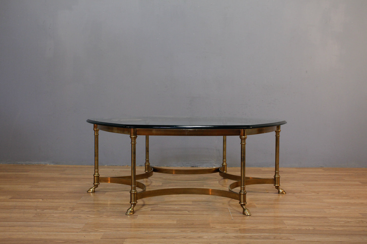 Large Hollywood Regency Glass & Brass Coffee Table - ONLINE ONLY