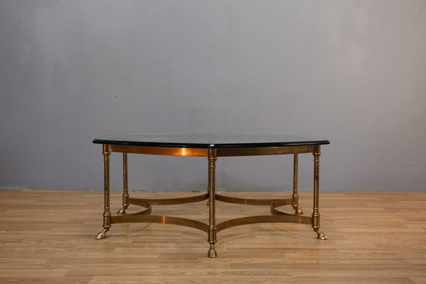 Large Hollywood Regency Glass & Brass Coffee Table - ONLINE ONLY