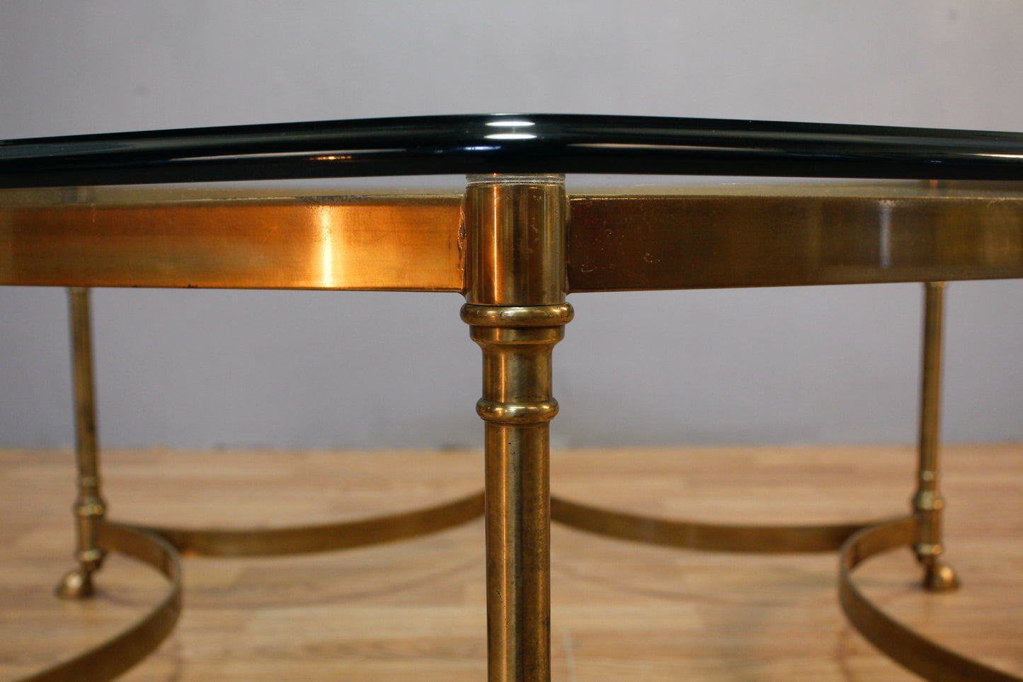 Large Hollywood Regency Glass & Brass Coffee Table - ONLINE ONLY