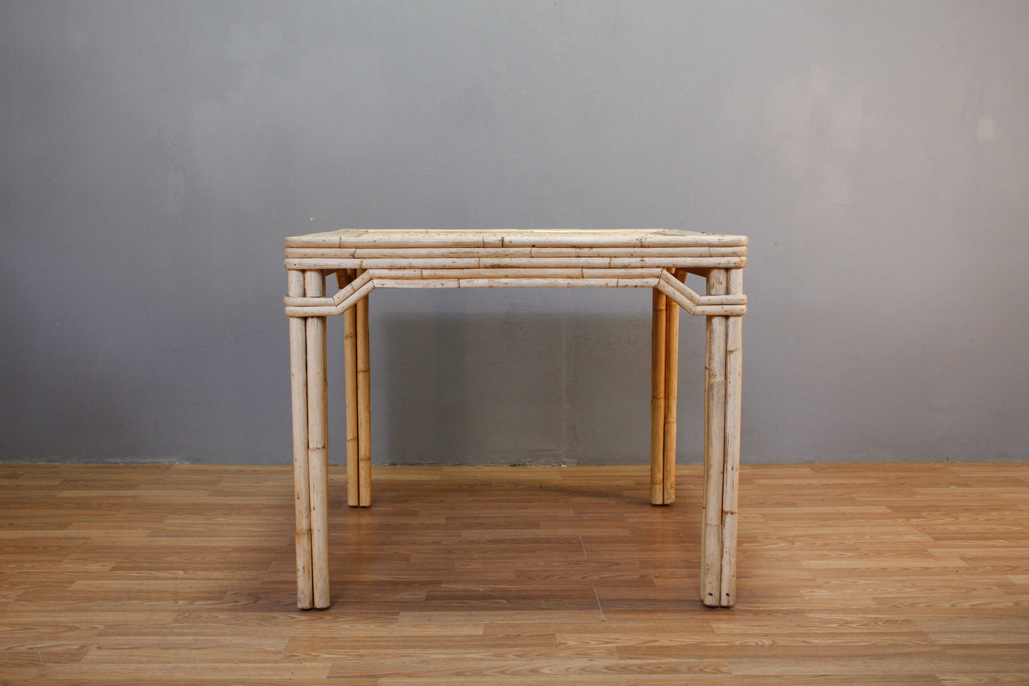 White Bamboo & Woven Kitchen Table - ONLINE ONLY