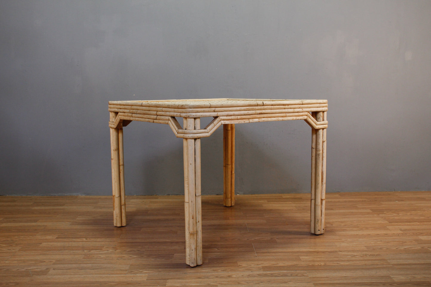 White Bamboo & Woven Kitchen Table - ONLINE ONLY