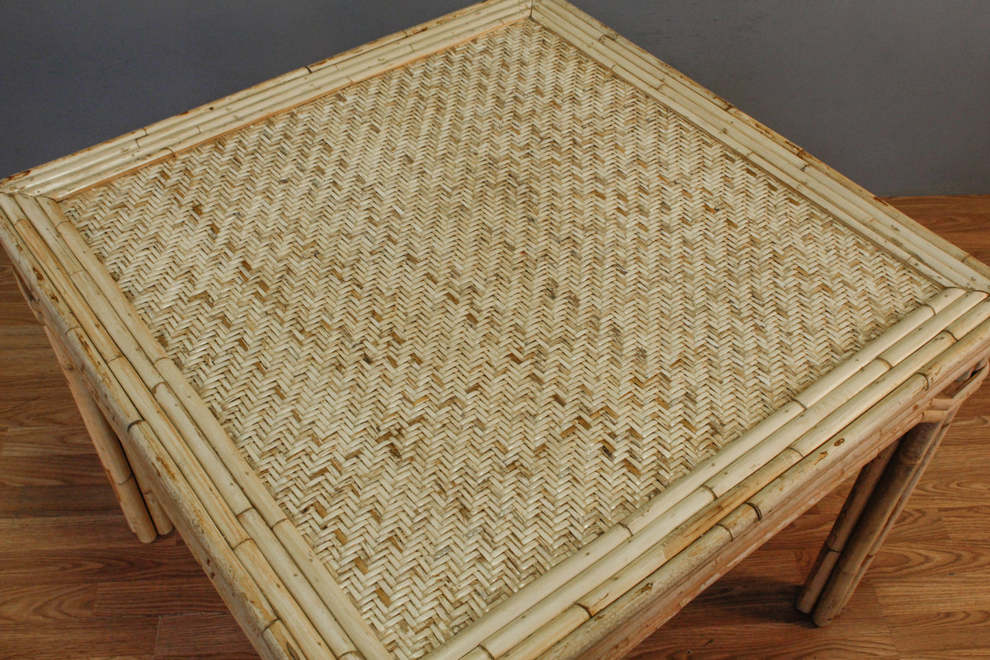 White Bamboo & Woven Kitchen Table - ONLINE ONLY