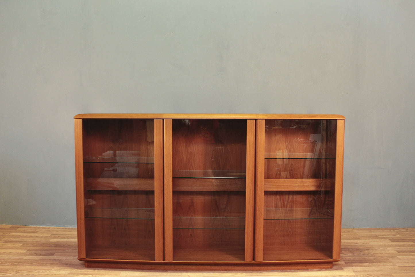 Large Nordic Teak & Glass Illuminated Bookcase - ONLINE ONLY