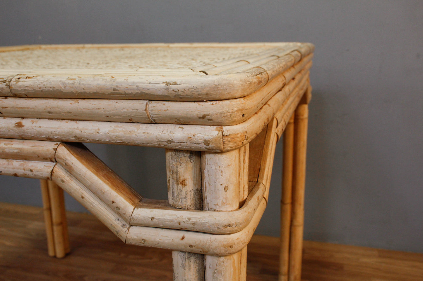 White Bamboo & Woven Kitchen Table - ONLINE ONLY