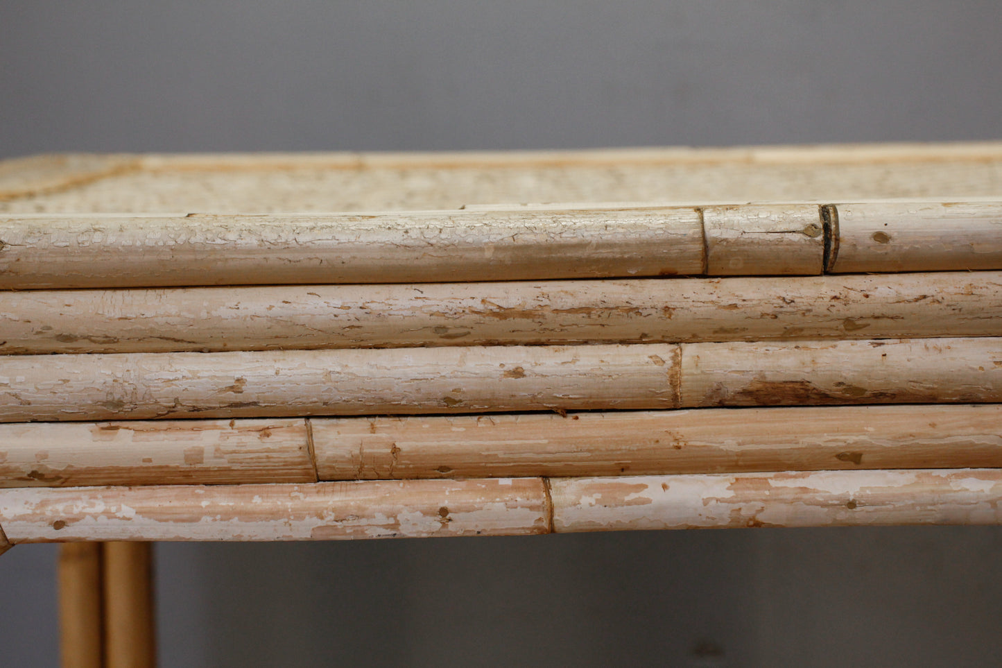 White Bamboo & Woven Kitchen Table - ONLINE ONLY