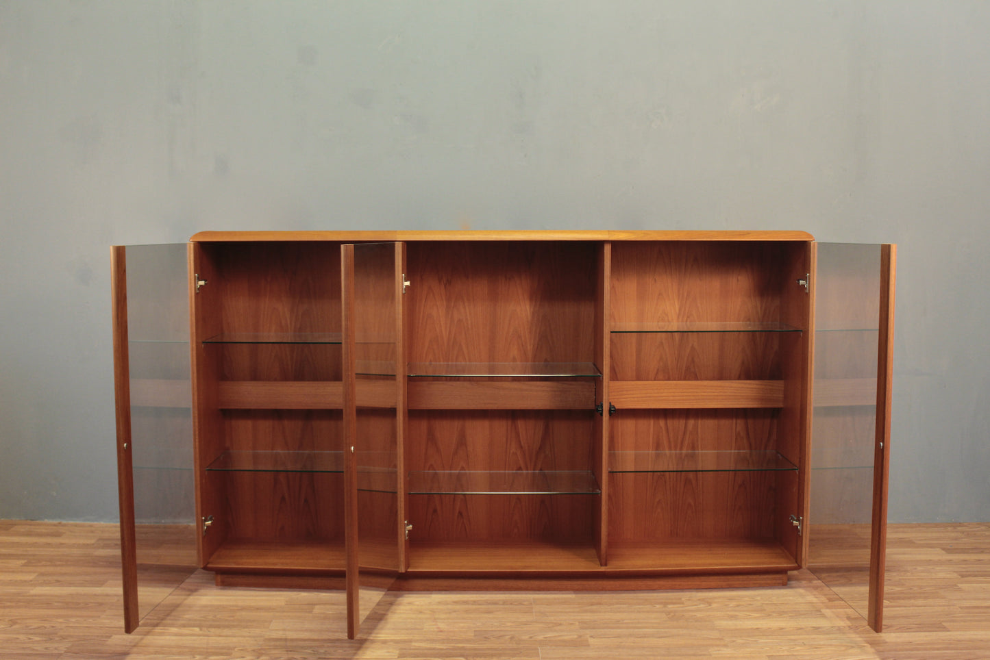 Large Nordic Teak & Glass Illuminated Bookcase - ONLINE ONLY