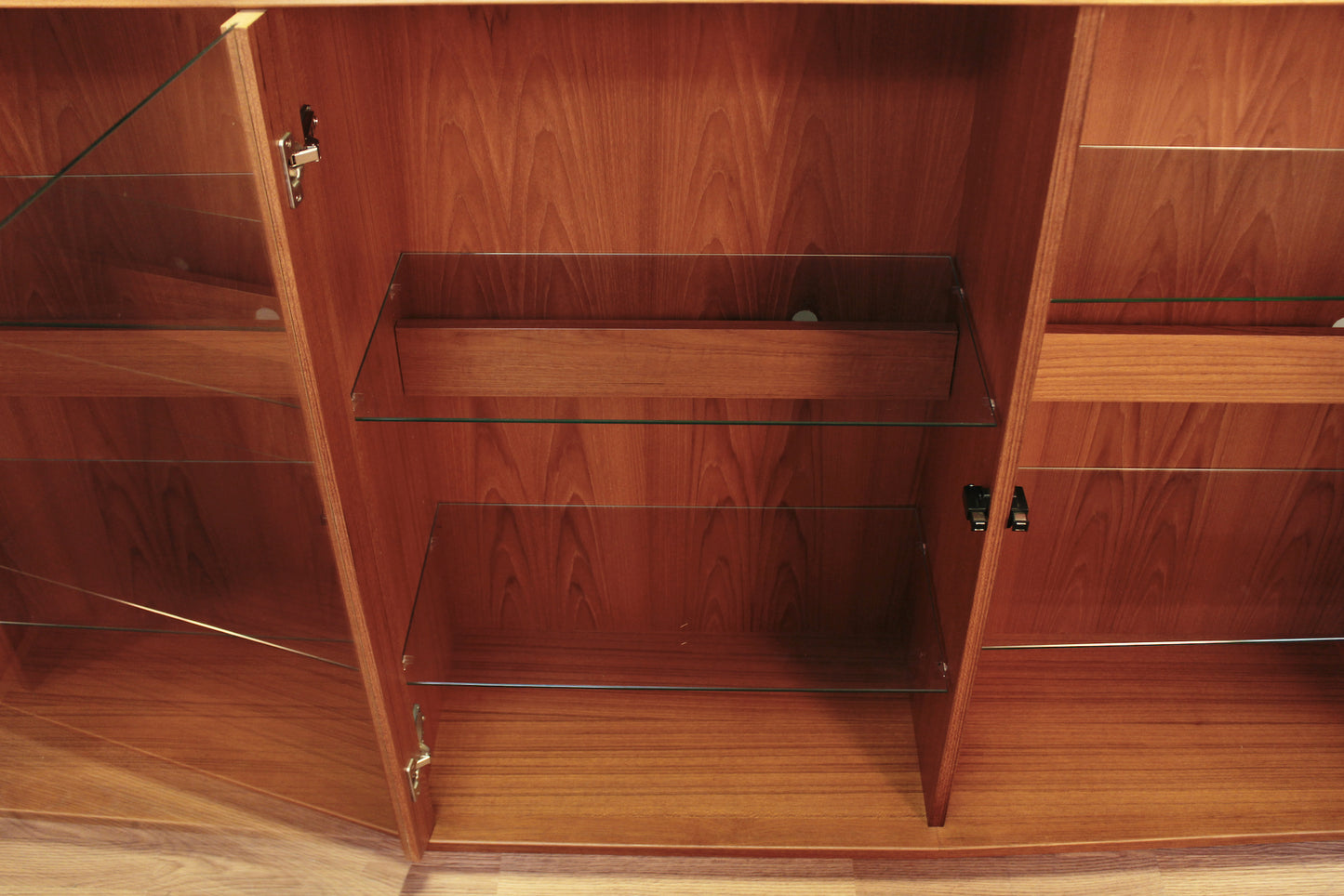 Large Nordic Teak & Glass Illuminated Bookcase - ONLINE ONLY