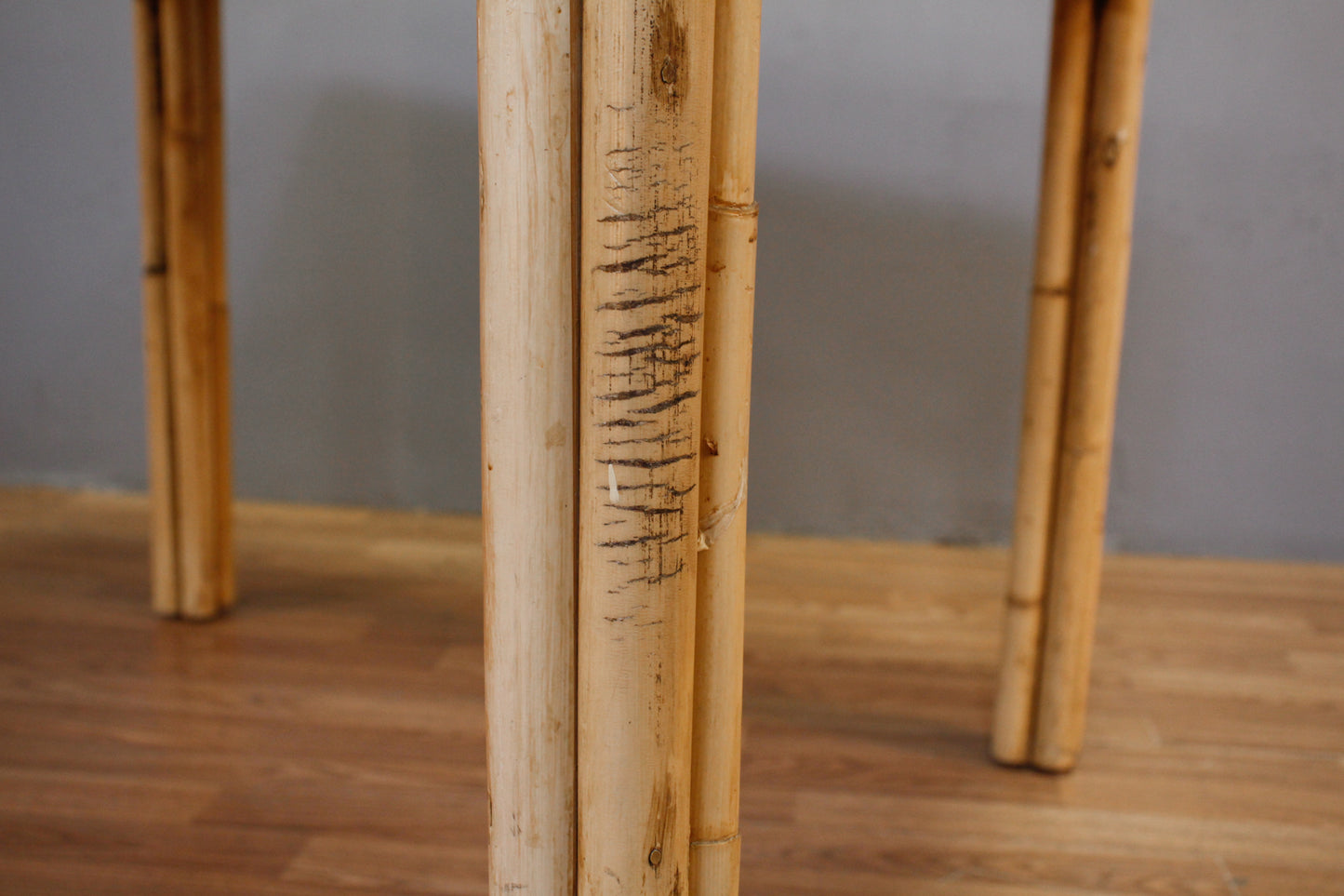 White Bamboo & Woven Kitchen Table - ONLINE ONLY