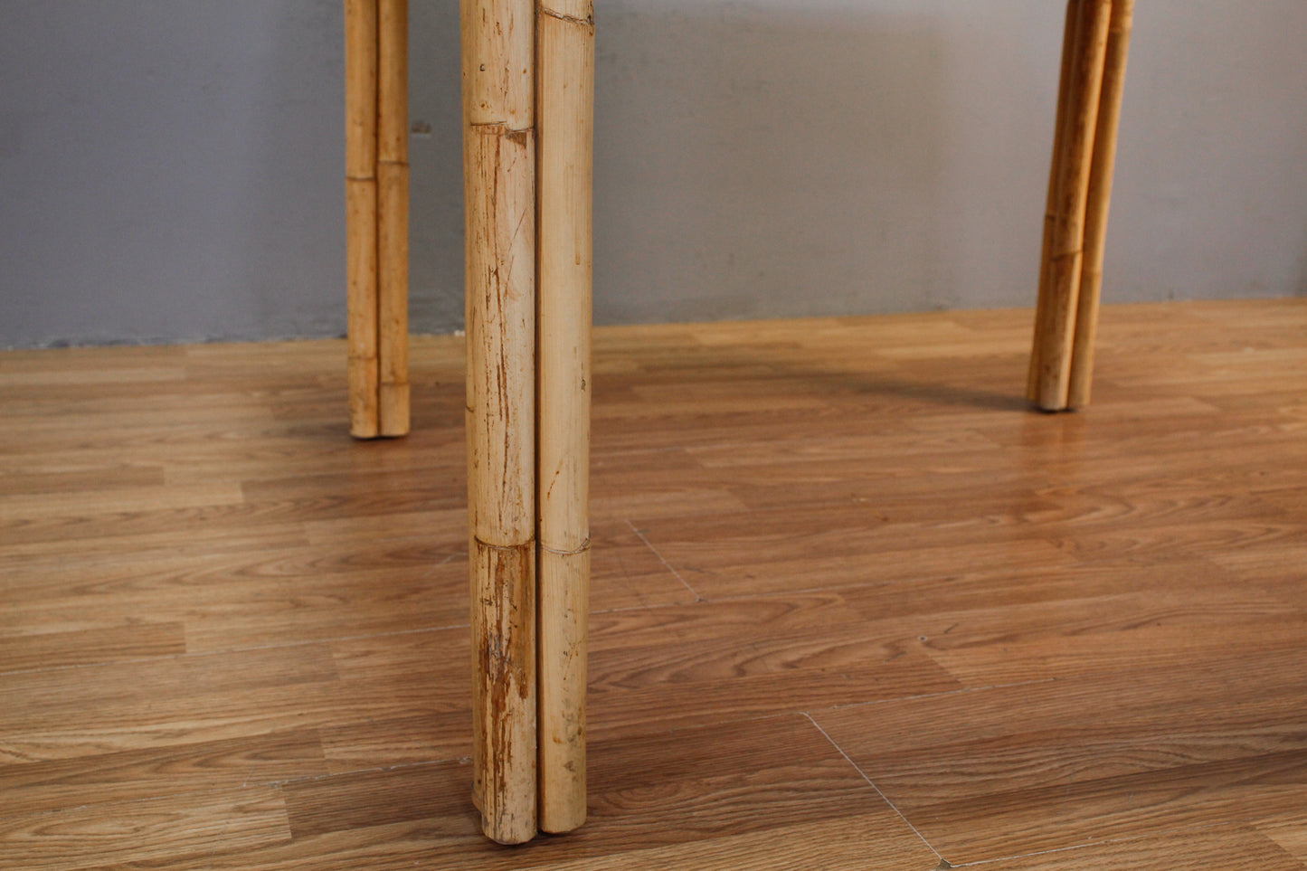 White Bamboo & Woven Kitchen Table - ONLINE ONLY
