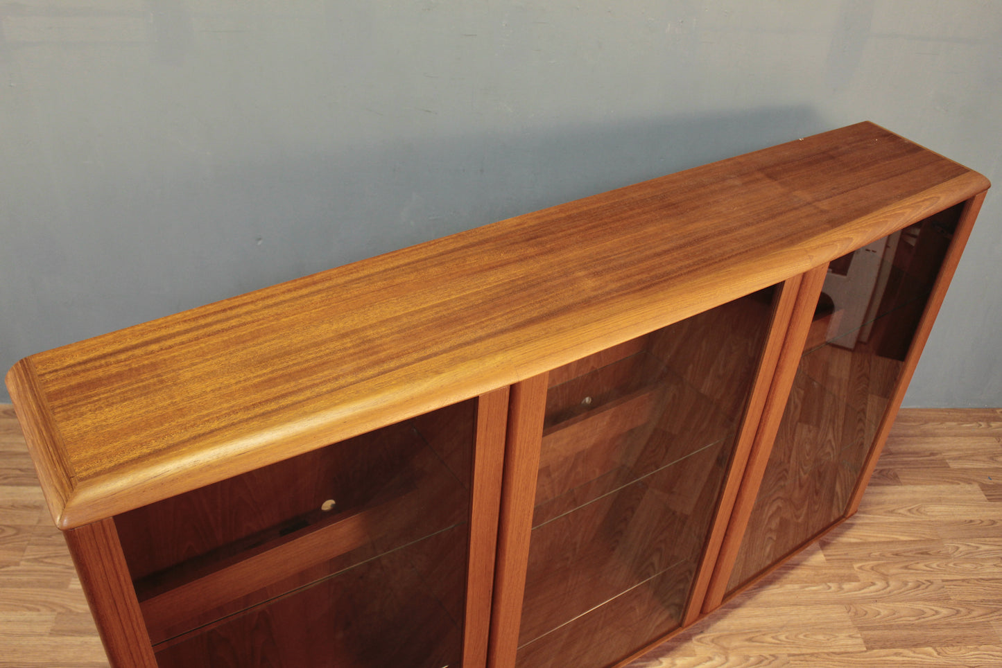 Large Nordic Teak & Glass Illuminated Bookcase - ONLINE ONLY