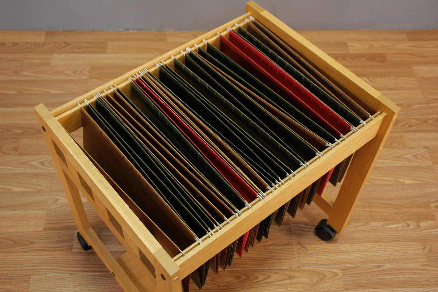 Danish Blonde Teak File Trolley