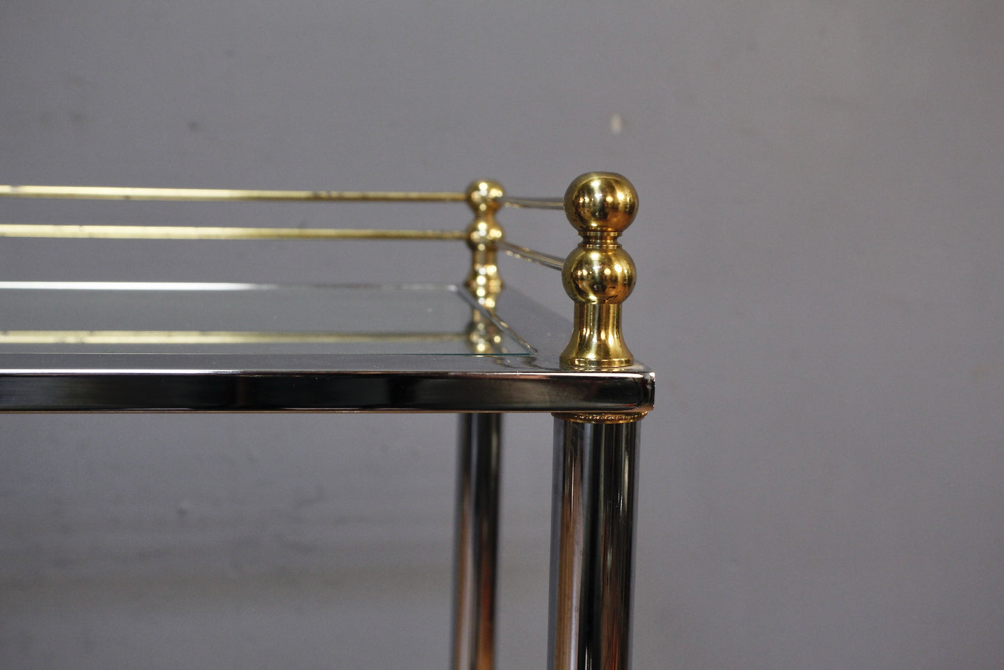 Regency Chrome & Gold Glass Console Table