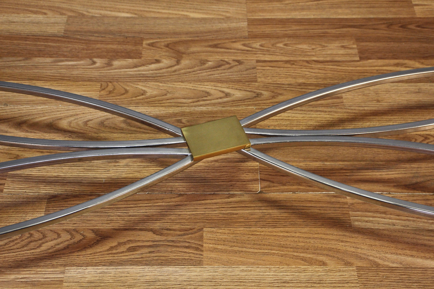 Regency Chrome & Gold Glass Console Table
