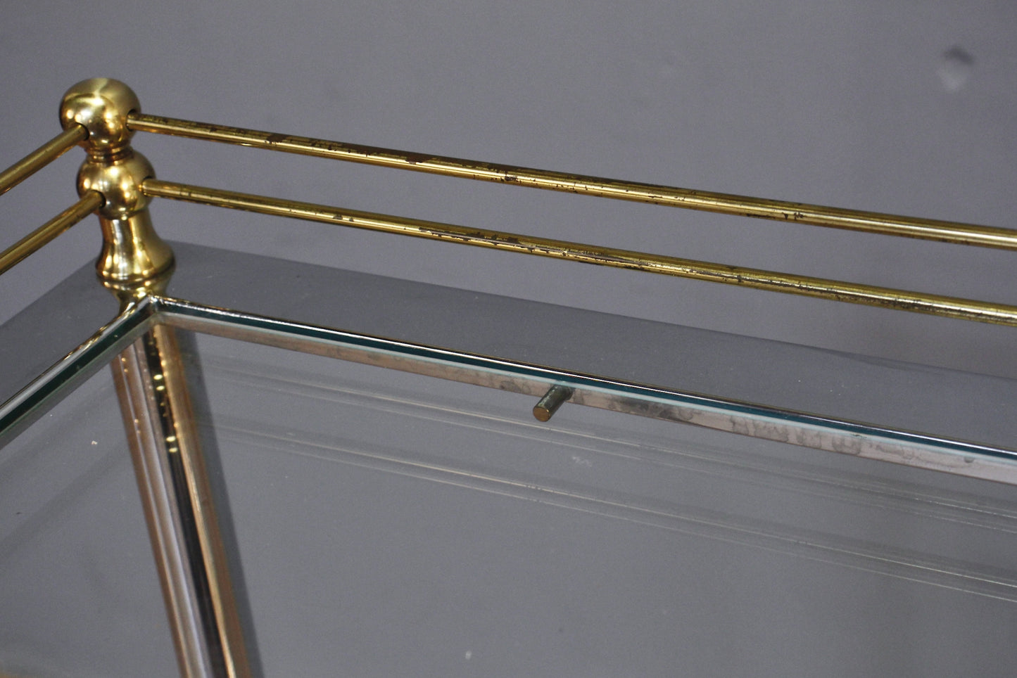 Regency Chrome & Gold Glass Console Table