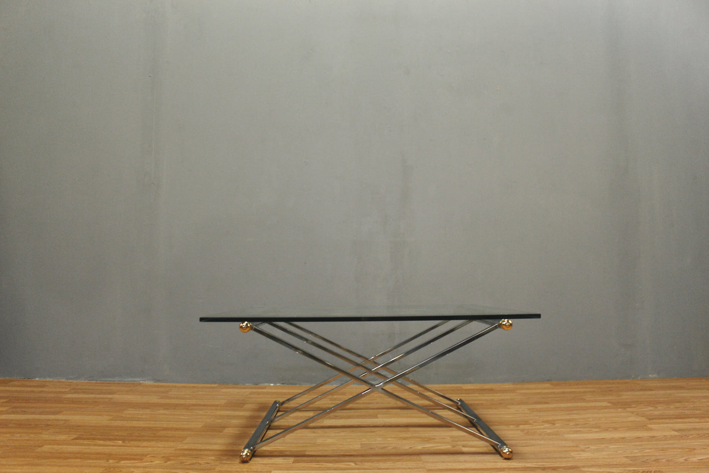 "Triple-X" Chrome & Glass-Top Coffee Table - ONLINE ONLY