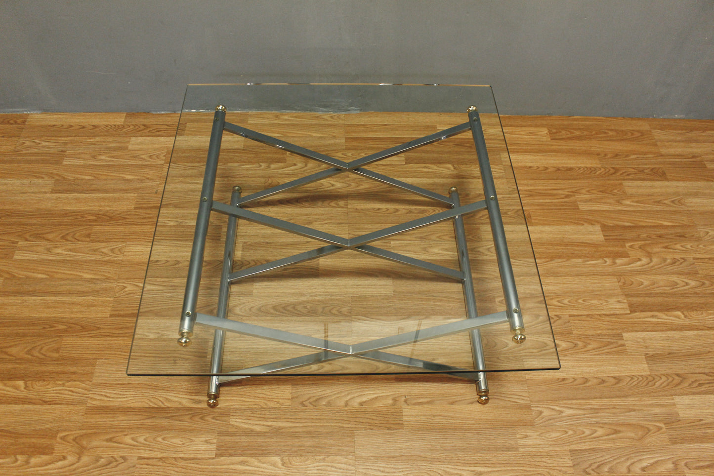 "Triple-X" Chrome & Glass-Top Coffee Table - ONLINE ONLY
