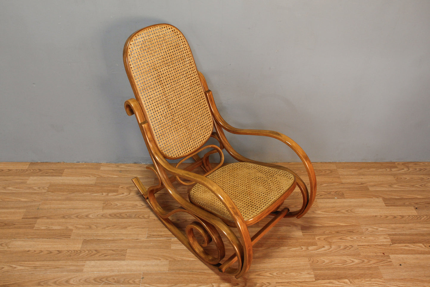 Thonet-Style Cane & Blonde Bentwood Rocking Chair - ONLINE ONLY