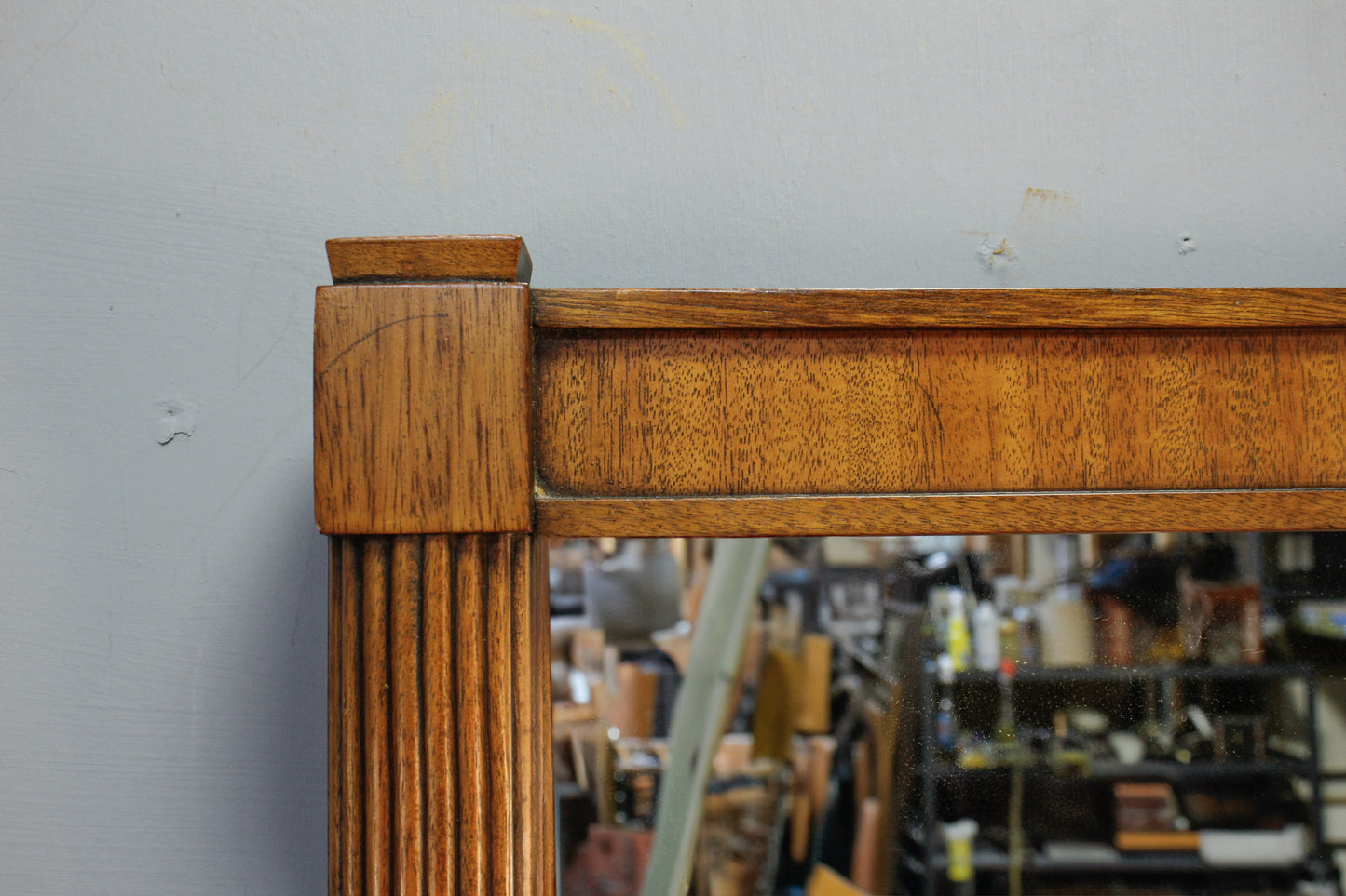 Wide Columns Walnut Mirror