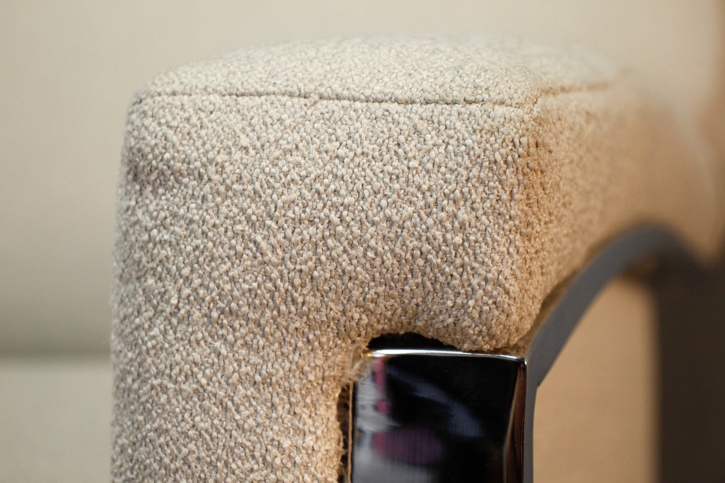 Modern Ivory Boucle & Steel Cantilever Chair