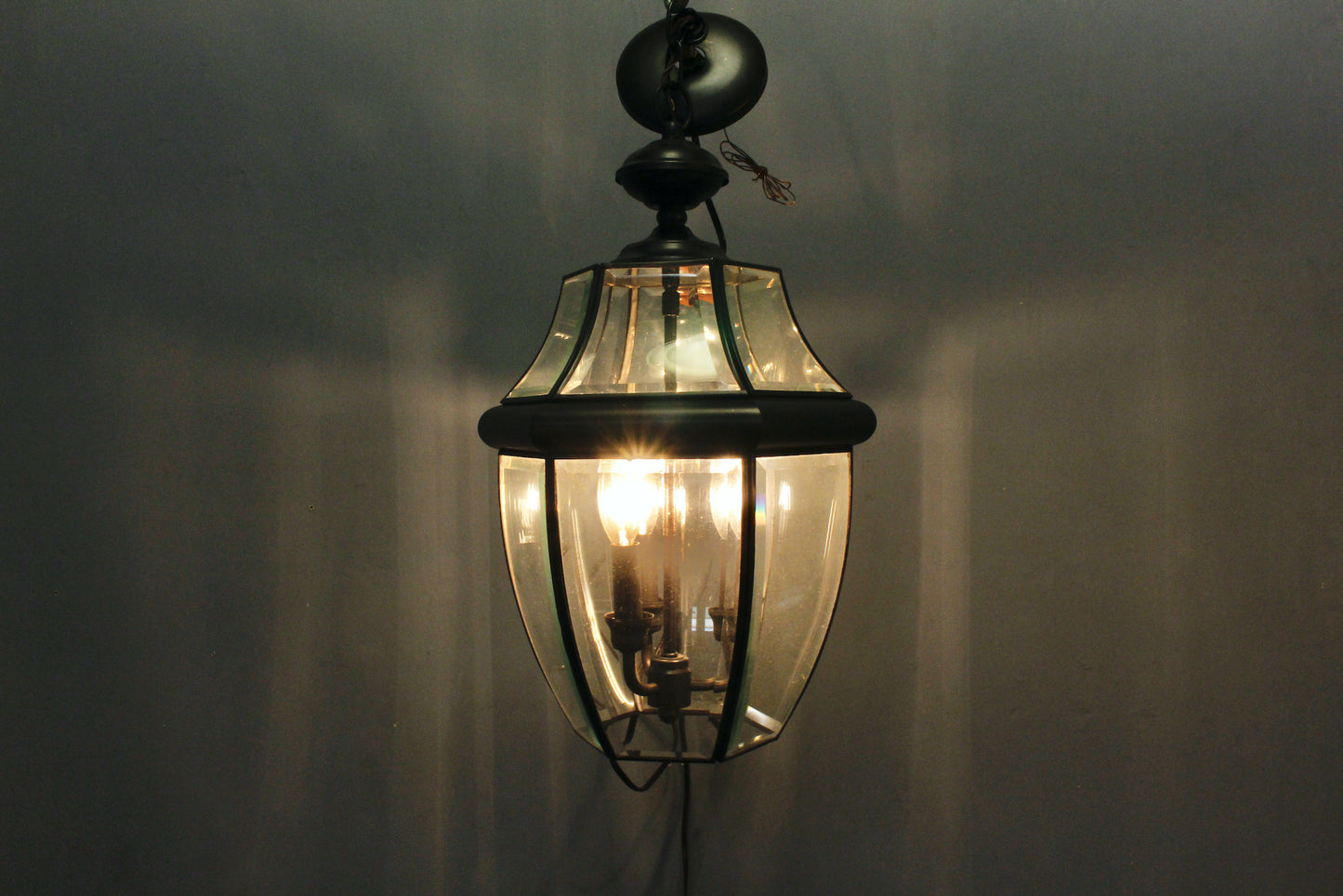 Paneled Glass Lantern Chandelier