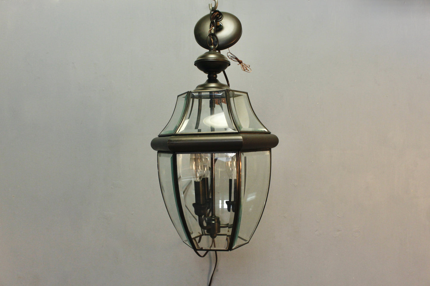 Paneled Glass Lantern Chandelier