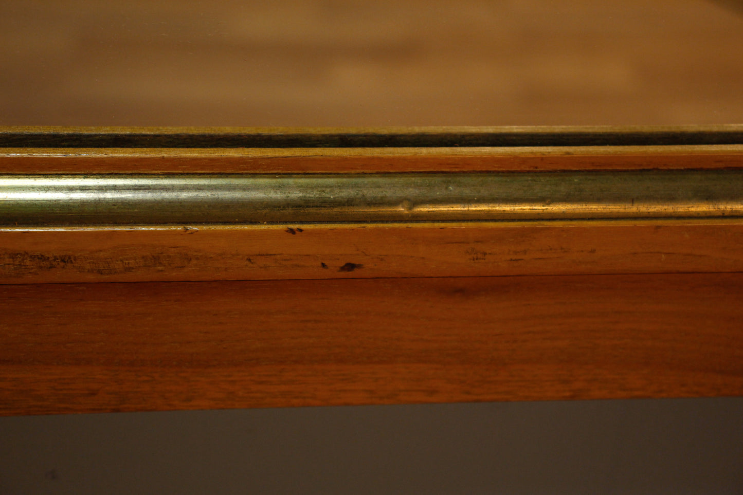 Large Walnut & Brass Mirror