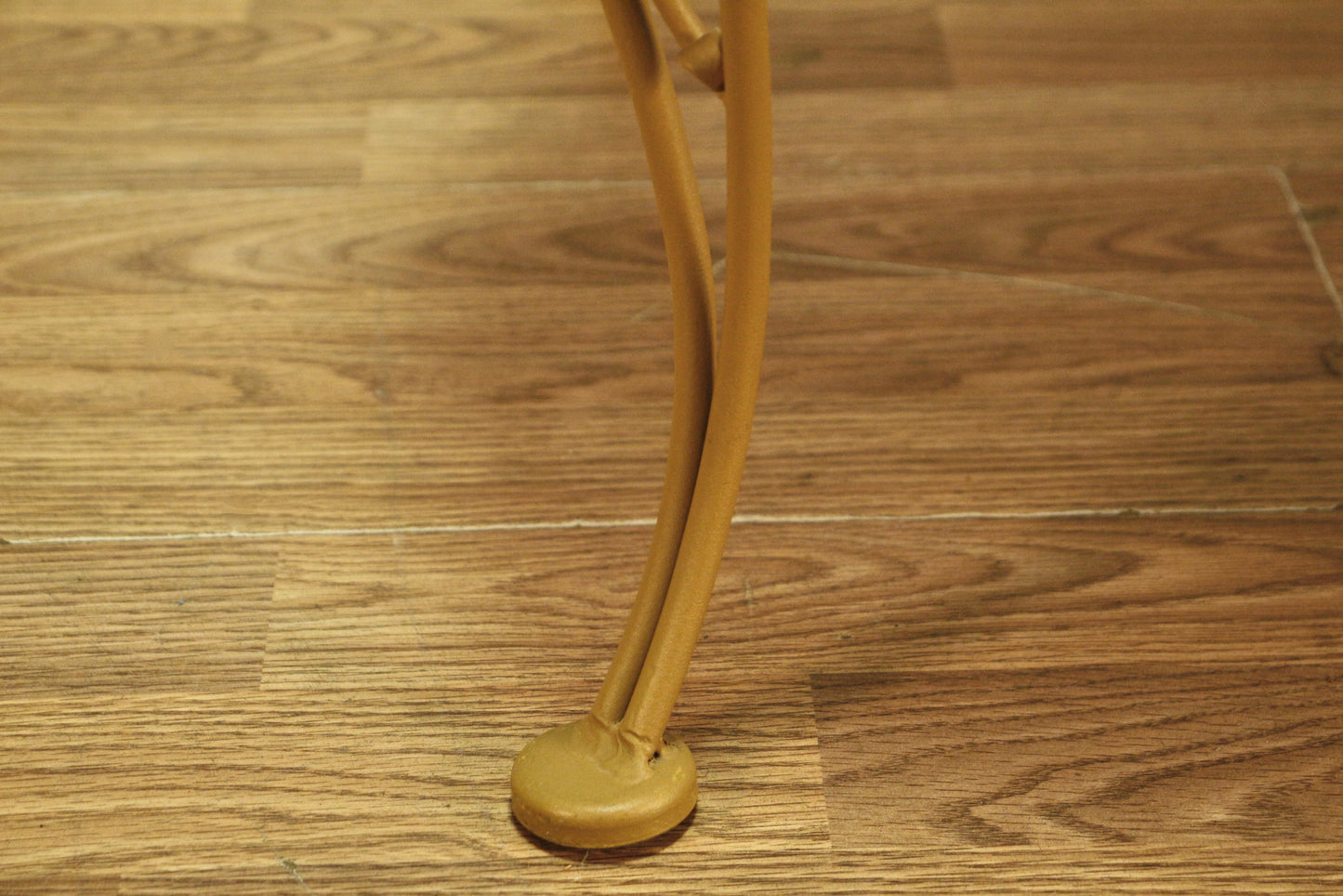 Tan Floral Metal Side Chair