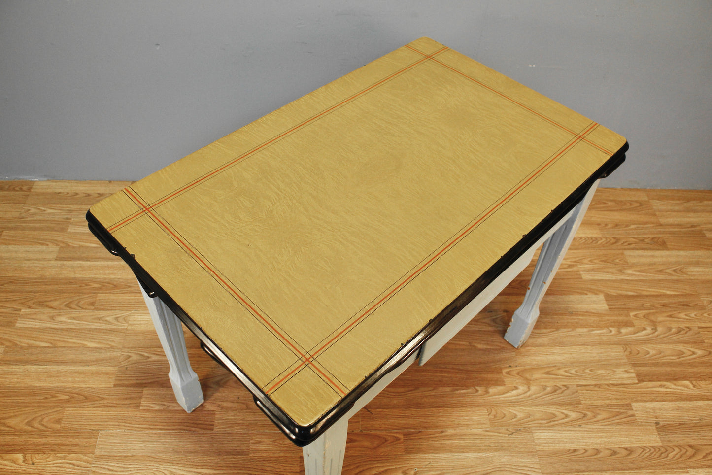 Retro Enamel Top Table With Built-In Leaves - ONLINE ONLY