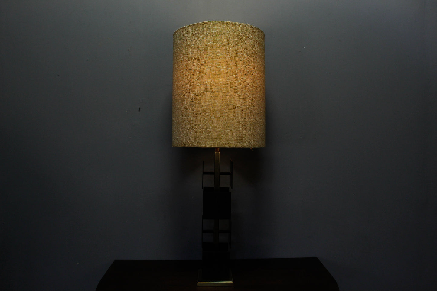 Large Brass & Black Squares Table Lamp