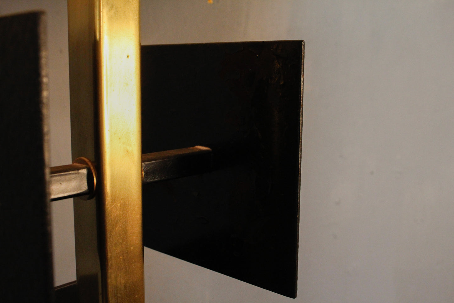Large Brass & Black Squares Table Lamp