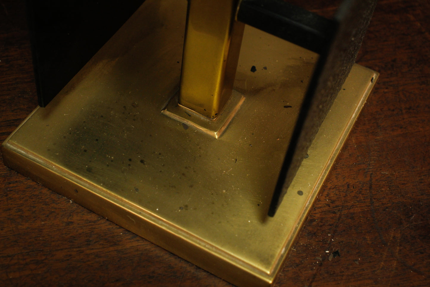 Large Brass & Black Squares Table Lamp