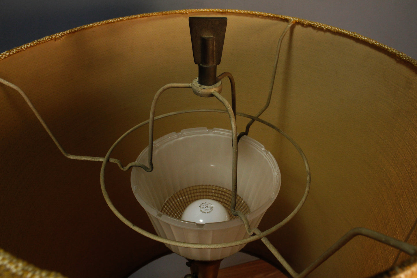 Large Brass & Black Squares Table Lamp
