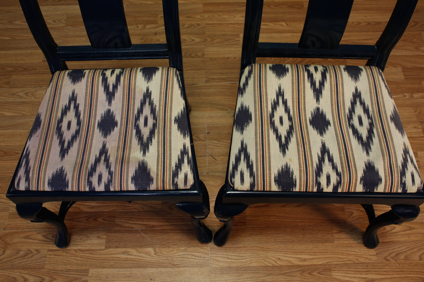 Hollywood Regency Navy & Ikat Side Chair