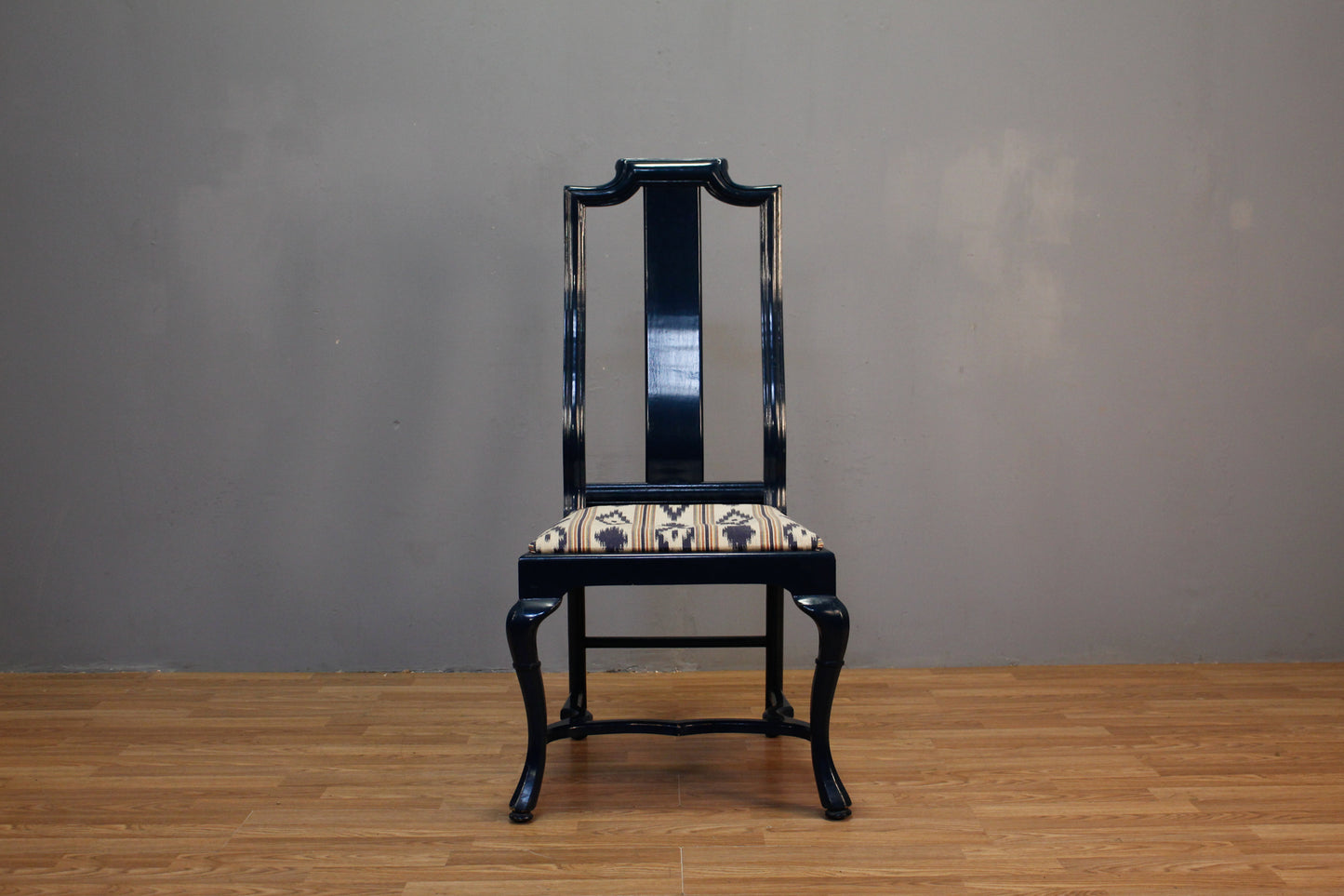 Hollywood Regency Navy & Ikat Side Chair