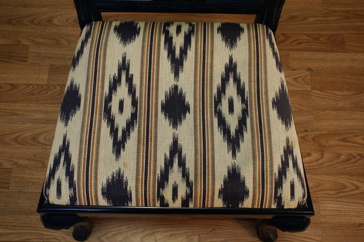 Hollywood Regency Navy & Ikat Side Chair