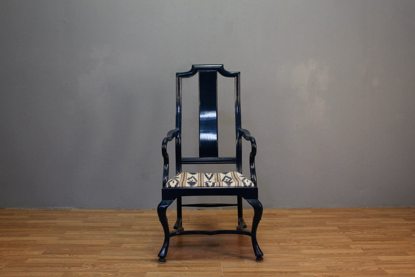 Hollywood Regency Navy & Ikat Armchair