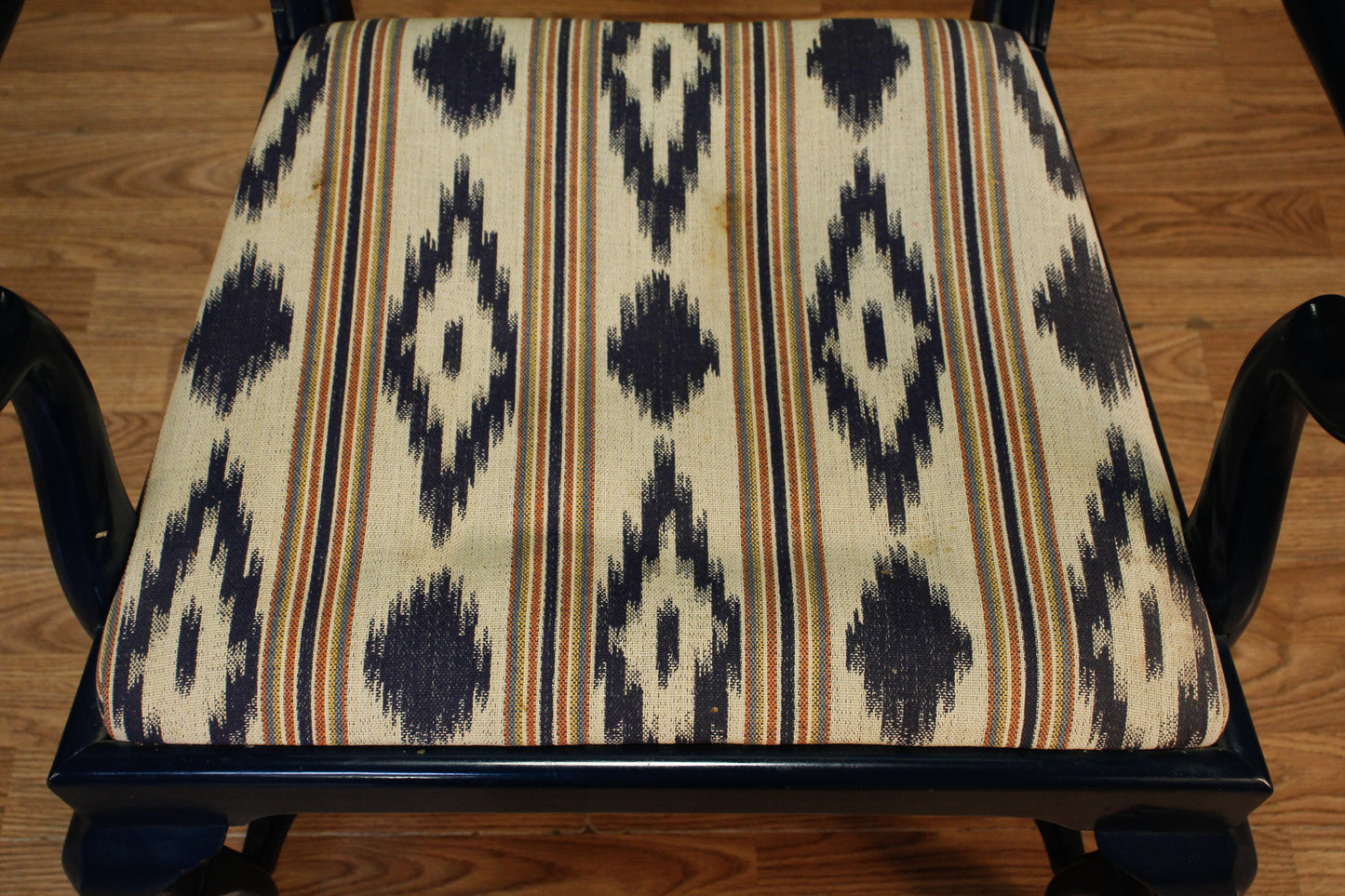 Hollywood Regency Navy & Ikat Armchair
