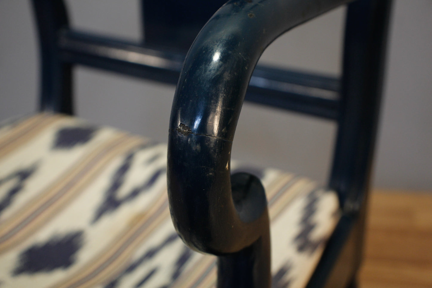 Hollywood Regency Navy & Ikat Armchair