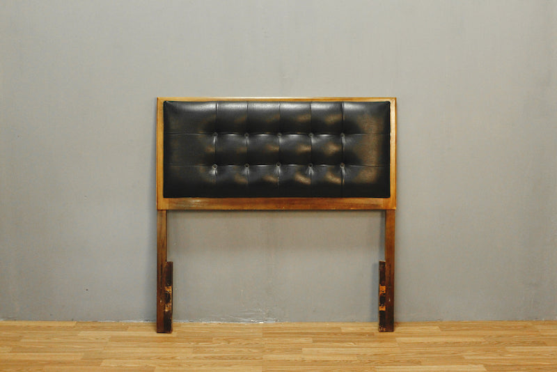Mid Century Tufted Black Vinyl Twin Headboard - ONLINE ONLY